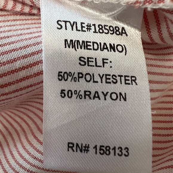 The Nines Pink & White Pin Stipe & Ruffle blouse size M Women NWOT - Picture 8 of 9